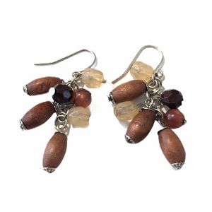 wood bead dangle earrings